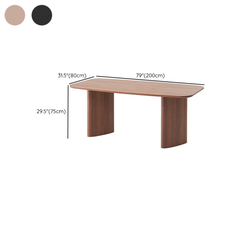Medieval Modern Pine Wood Table Rectangular Wood Table with Double Pedestal