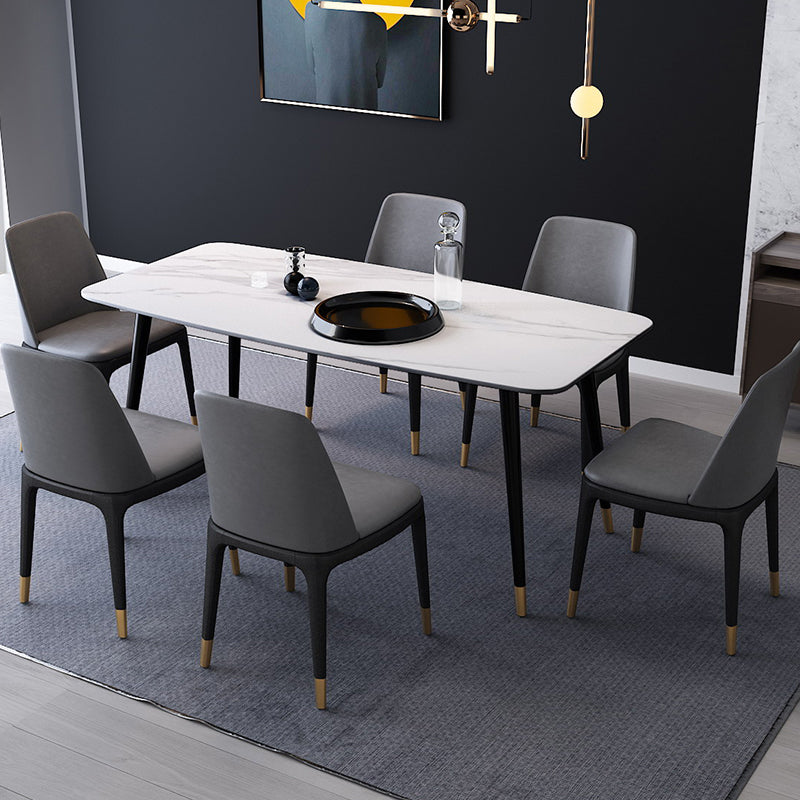 Industrial Sintered Stone Dining Table Rectangle Table with 4 Legs