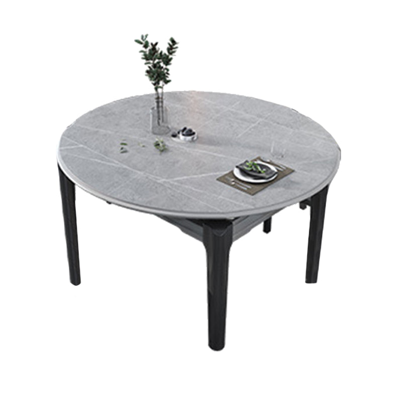 Contemporary Dining Round Table Sintered Stone Table with Wood Legs for Home