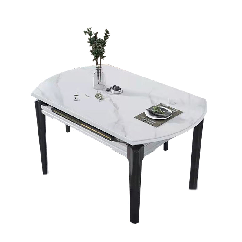 Contemporary Dining Round Table Sintered Stone Table with Wood Legs for Home
