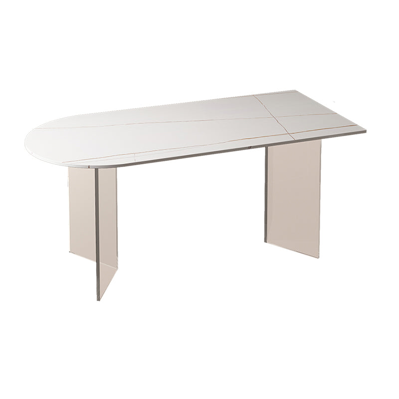 Modern Irregular Shape Table Sintered Stone Table with Double Pedestal