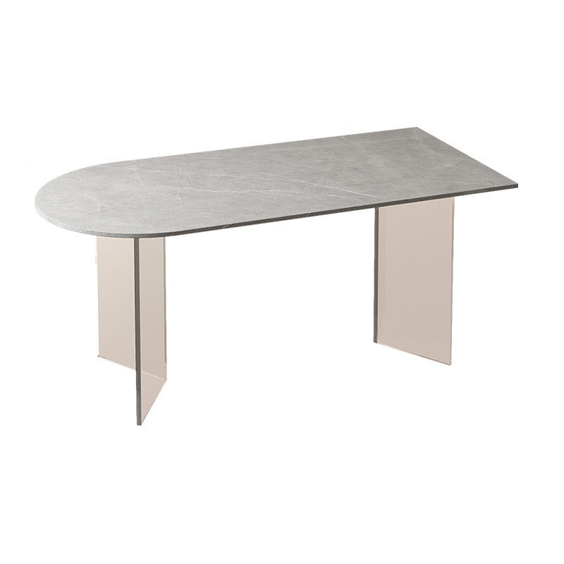 Modern Irregular Shape Table Sintered Stone Table with Double Pedestal