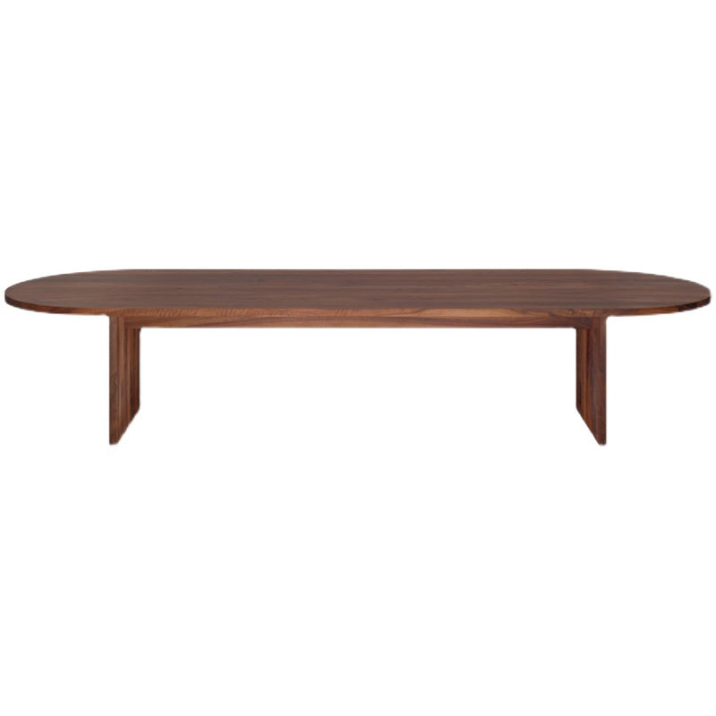 Modern Solid Wood Dining Table Oval Wooden Table with Double Pedestal