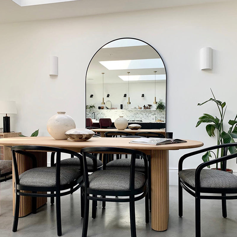 Modern Pine Wood Dining Table Oval Wooden Table with Double Pedestal