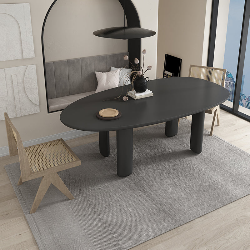 Modern Solid Wood Dining Table Oval Wooden Table with 4 Legs