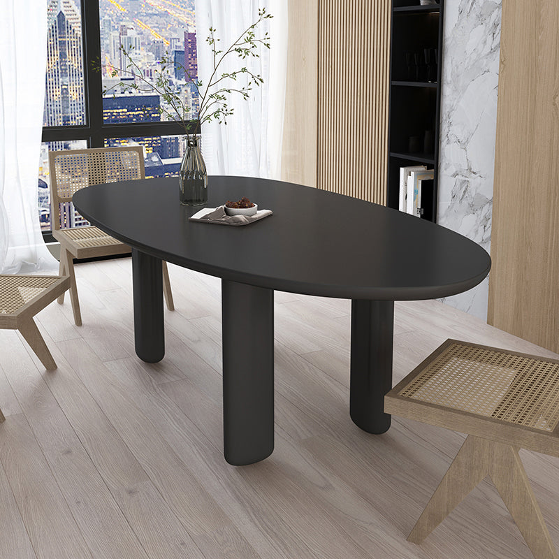 Modern Solid Wood Dining Table Oval Wooden Table with 4 Legs