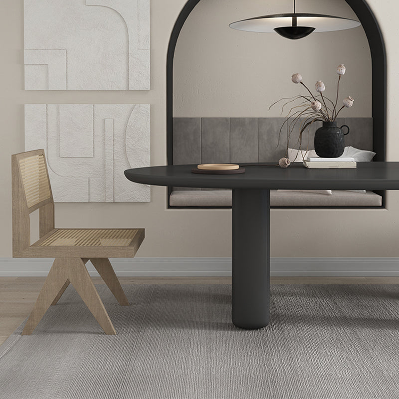 Modern Solid Wood Dining Table Oval Wooden Table with 4 Legs