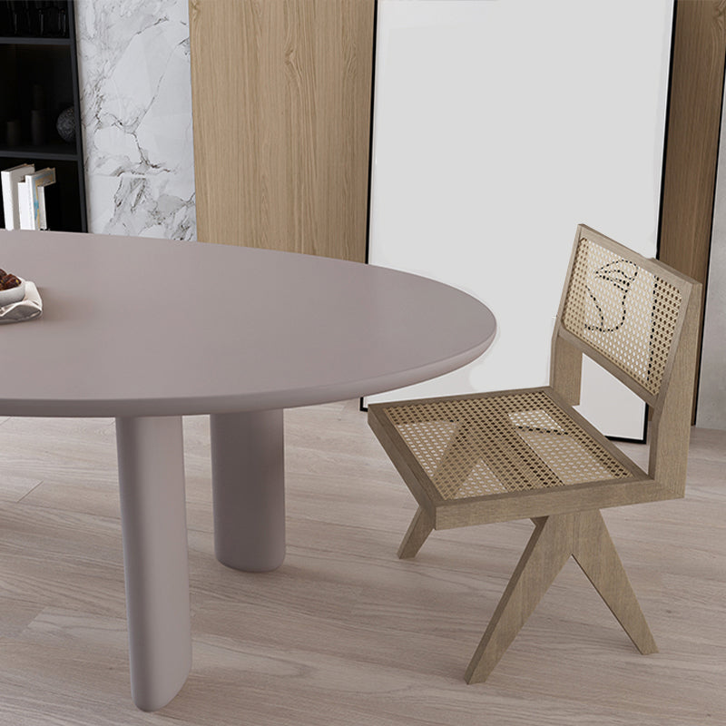 Modern Solid Wood Dining Table Oval Wooden Table with 4 Legs