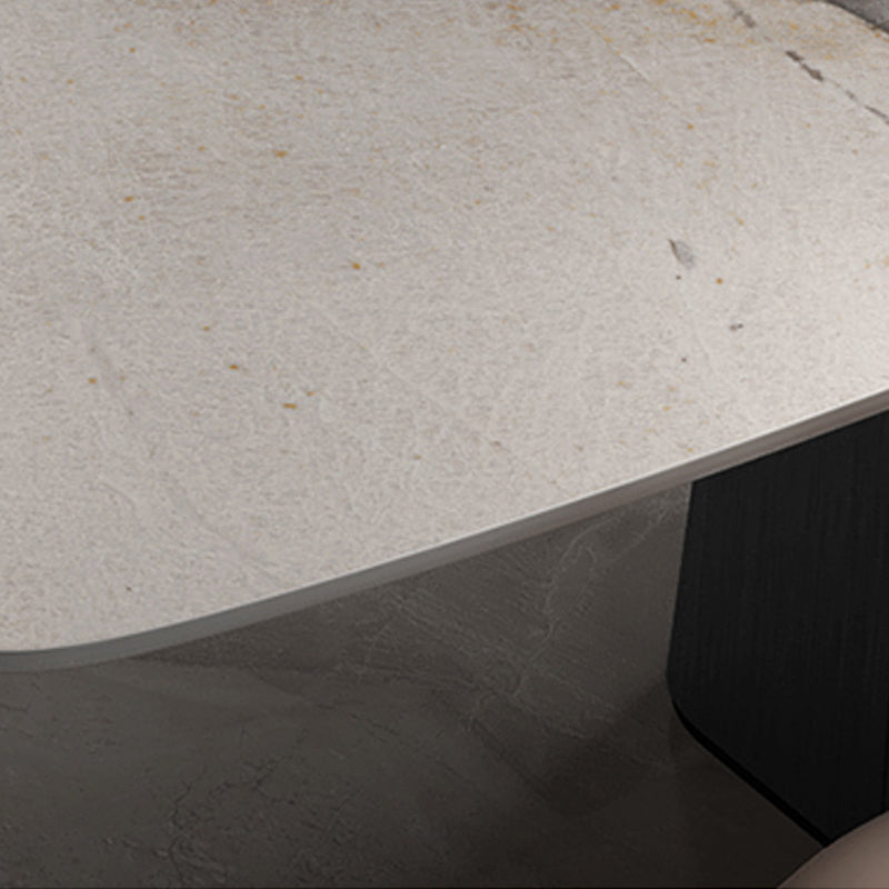 Industrial Sintered Stone Dining Table Rectangle Table with Metal Base