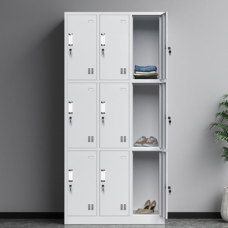 Metal Modern Hinged Door Cabinet Grey Storage Cabinet for Home