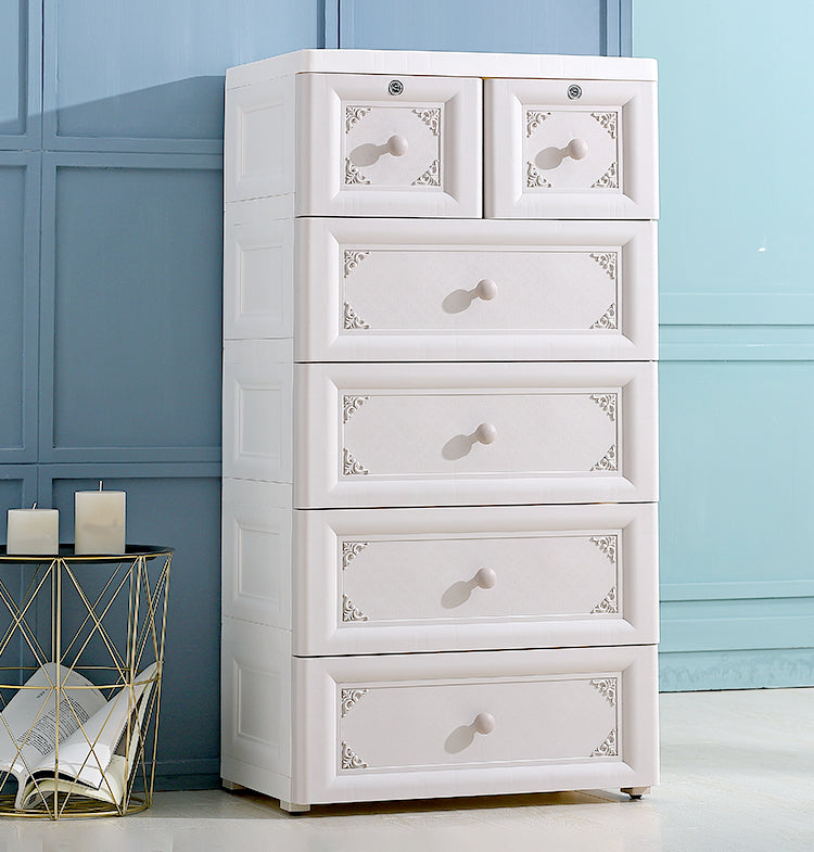 Plastic Bedroom Non-Hanging Armoire Modern Cabinet with Drawers