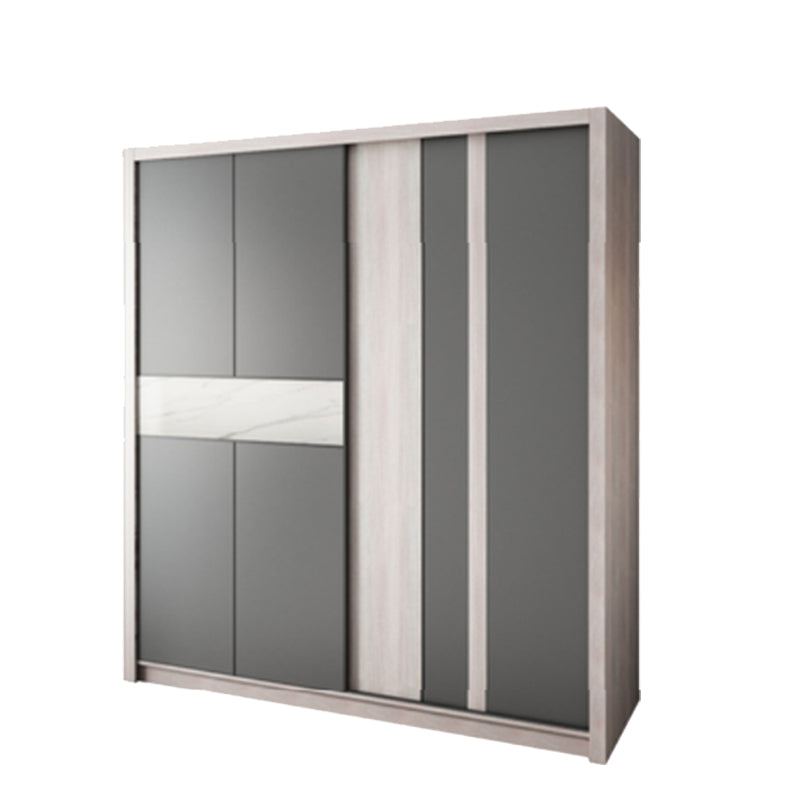Grey Sliding Wardrobe Cabinet Contemporary Wardrobe Armoire for Bedroom