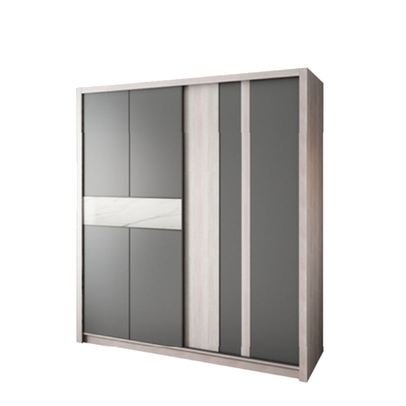 Grey Sliding Wardrobe Cabinet Contemporary Wardrobe Armoire for Bedroom