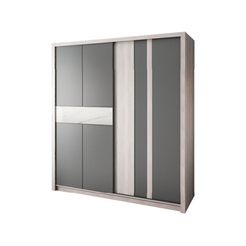 Grey Sliding Wardrobe Cabinet Contemporary Wardrobe Armoire for Bedroom