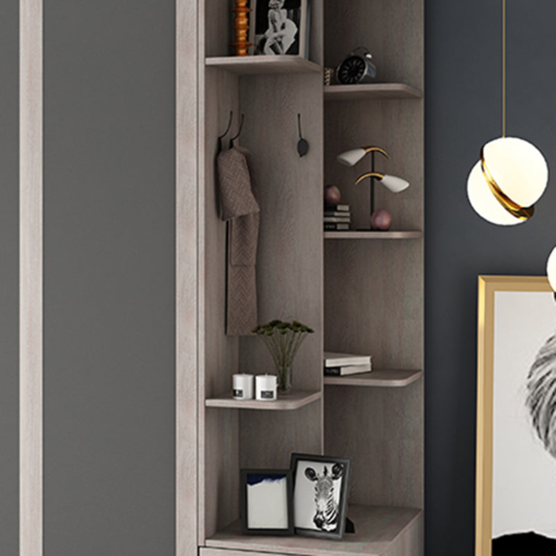 Grey Sliding Wardrobe Cabinet Contemporary Wardrobe Armoire for Bedroom