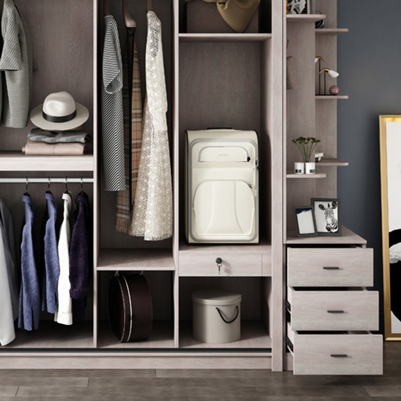 Grey Sliding Wardrobe Cabinet Contemporary Wardrobe Armoire for Bedroom