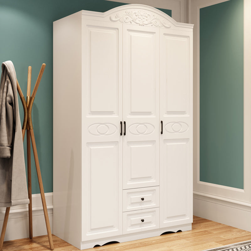 White Engineered Wood Wardrobe Armoire Hinged Wardrobe Closet