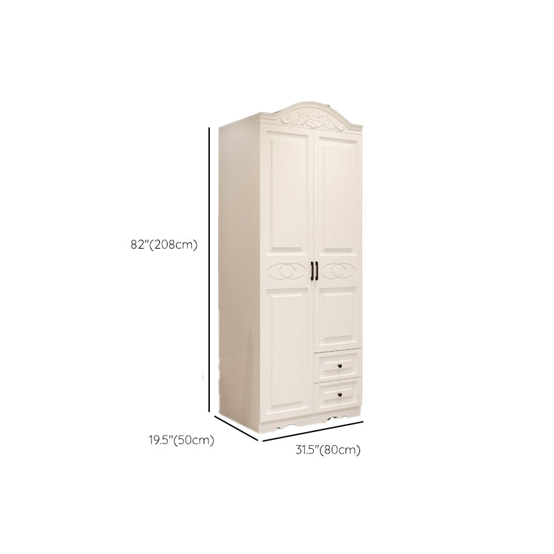 White Engineered Wood Wardrobe Armoire Hinged Wardrobe Closet
