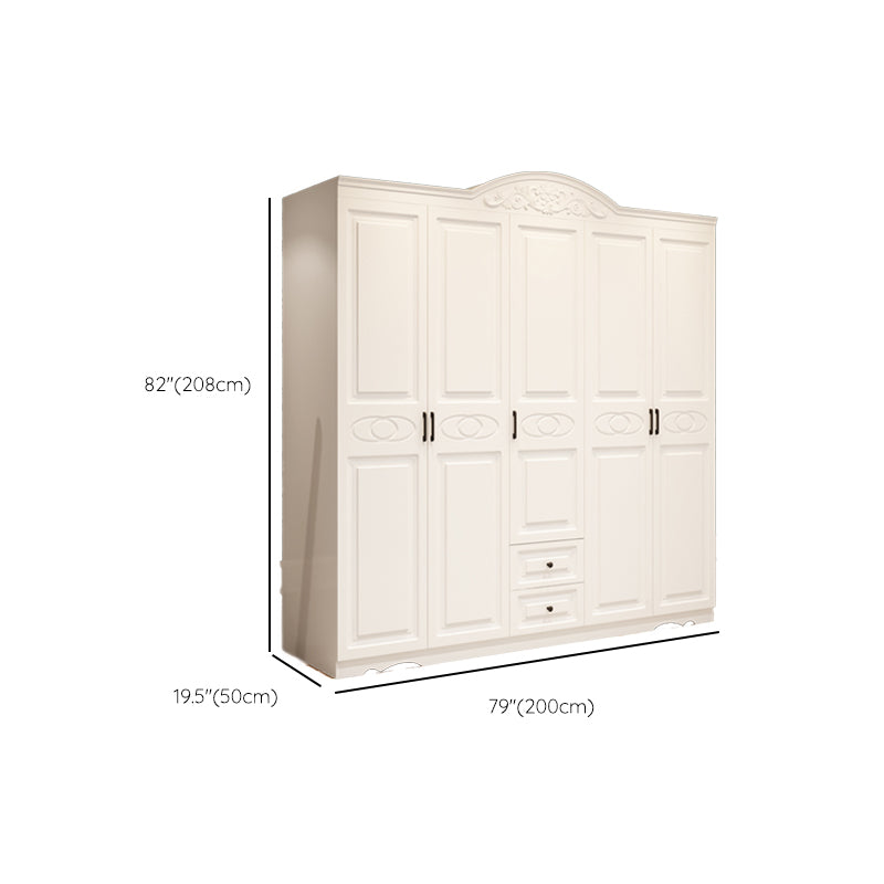 White Engineered Wood Wardrobe Armoire Hinged Wardrobe Closet