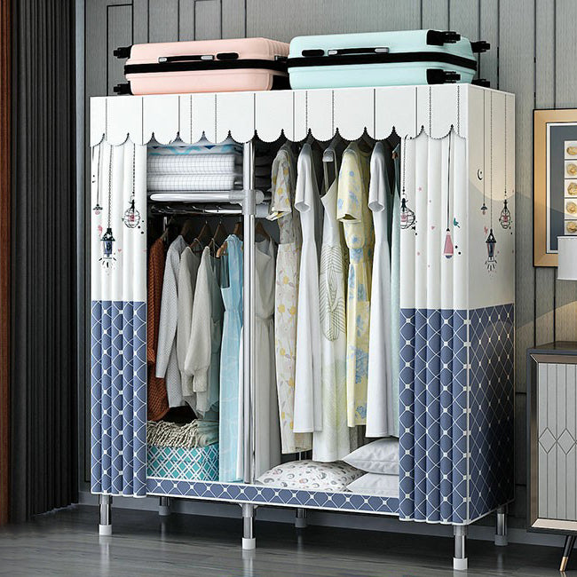Contemporary Wardrobe Closet with Shelves Steel Wardrobe Cabinet