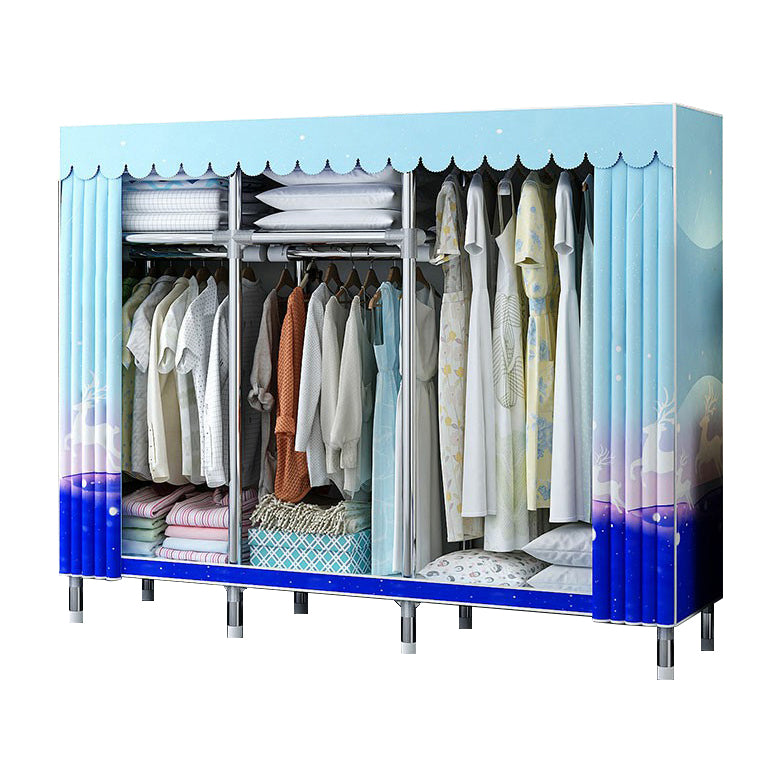 Contemporary Wardrobe Closet with Shelves Steel Wardrobe Cabinet