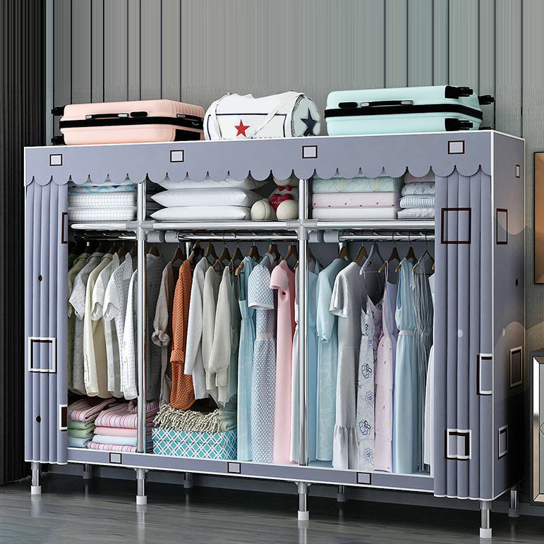 Contemporary Wardrobe Closet with Shelves Steel Wardrobe Cabinet