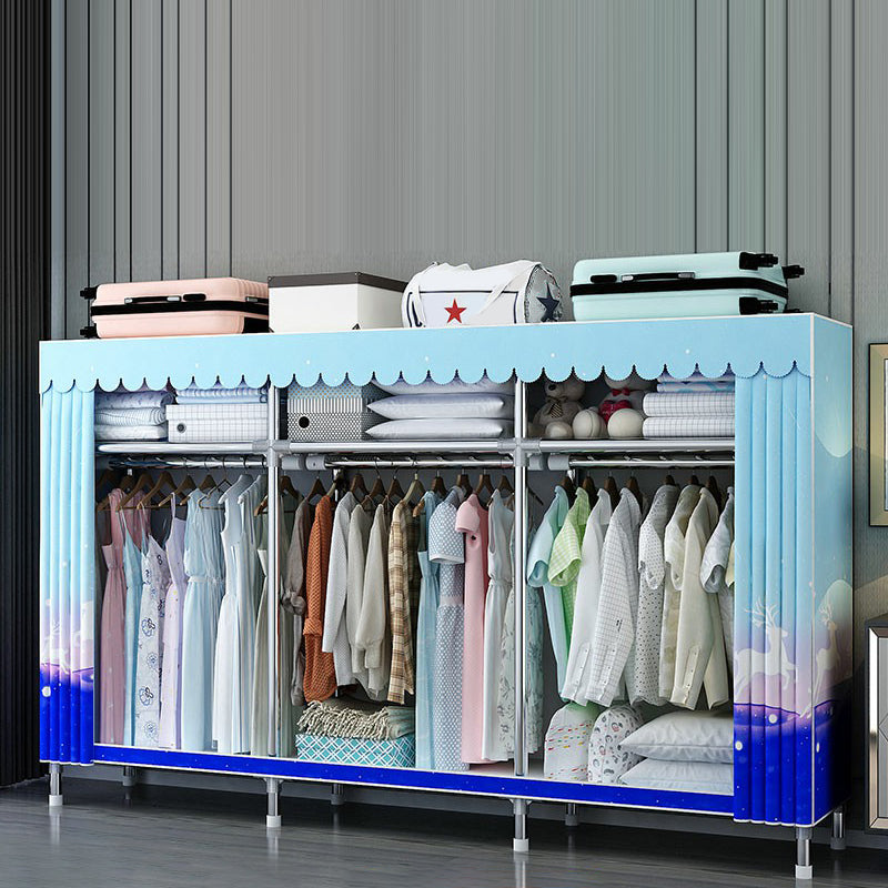 Contemporary Wardrobe Closet with Shelves Steel Wardrobe Cabinet