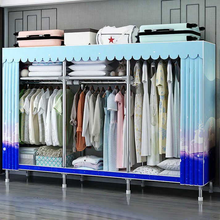 Contemporary Wardrobe Closet with Shelves Steel Wardrobe Cabinet