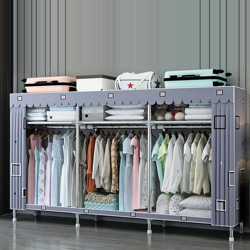 Contemporary Wardrobe Closet with Shelves Steel Wardrobe Cabinet