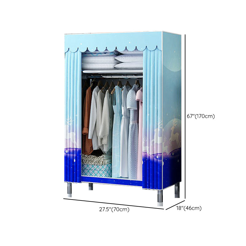 Contemporary Wardrobe Closet with Shelves Steel Wardrobe Cabinet