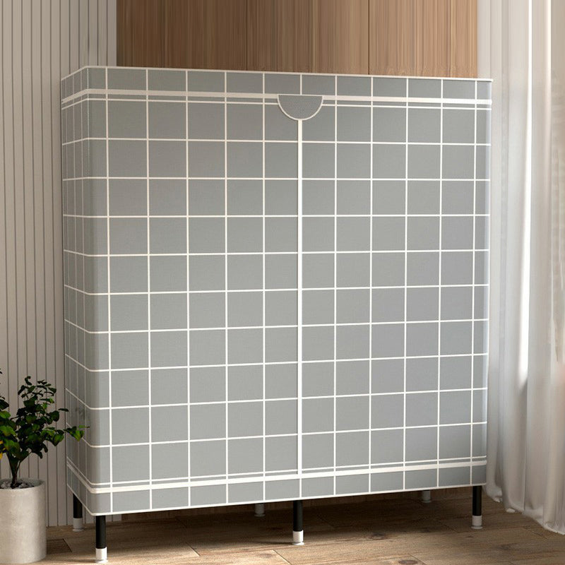 Contemporary Wardrobe Cabinet with Shelves Steel Wardrobe Armoire