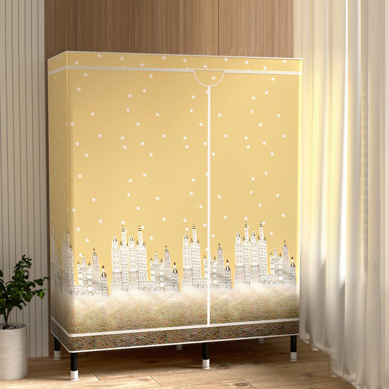 Contemporary Wardrobe Cabinet with Shelves Steel Wardrobe Armoire