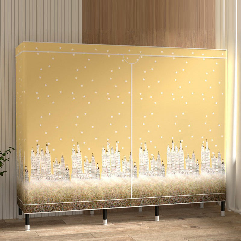 Contemporary Wardrobe Cabinet with Shelves Steel Wardrobe Armoire