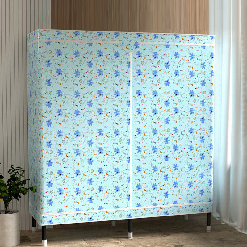 Contemporary Wardrobe Cabinet with Shelves Steel Wardrobe Armoire