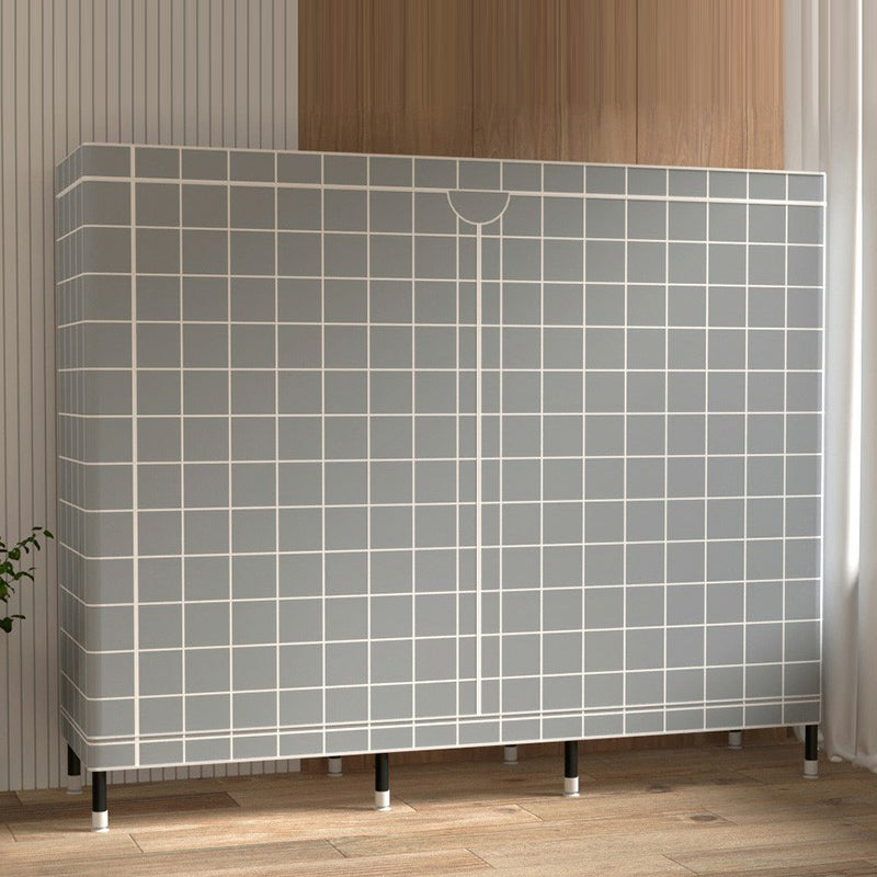 Contemporary Wardrobe Cabinet with Shelves Steel Wardrobe Armoire