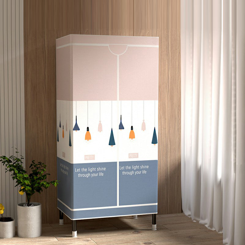 Contemporary Wardrobe Cabinet with Shelves Steel Wardrobe Armoire