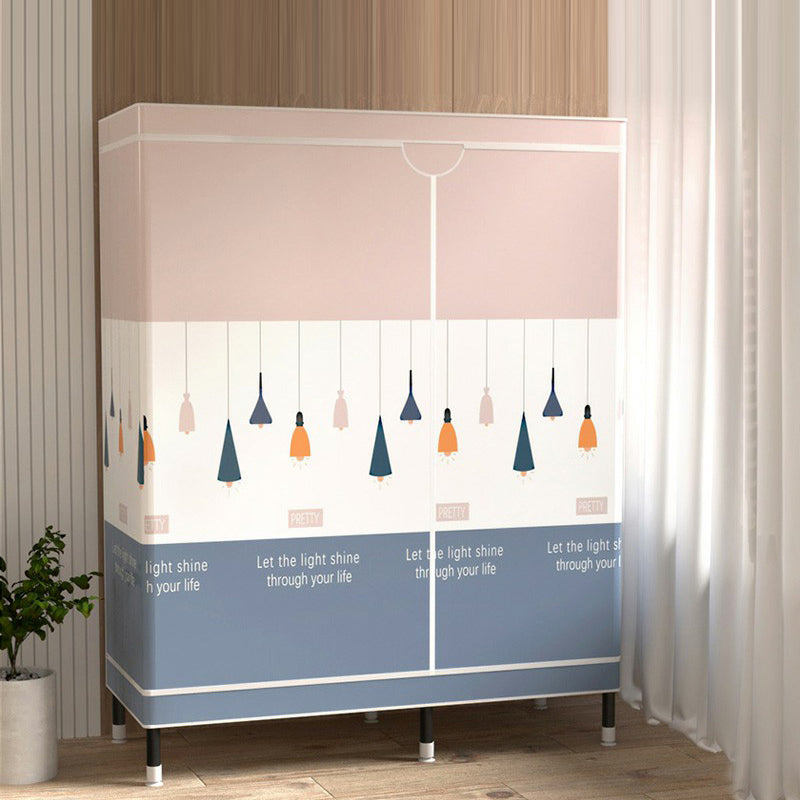 Contemporary Wardrobe Cabinet with Shelves Steel Wardrobe Armoire