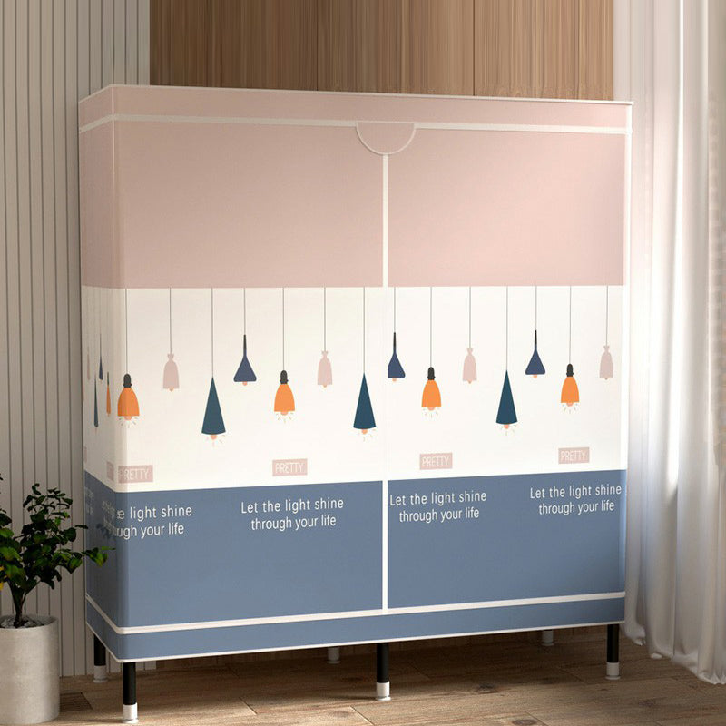 Contemporary Wardrobe Cabinet with Shelves Steel Wardrobe Armoire