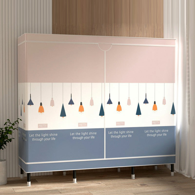 Contemporary Wardrobe Cabinet with Shelves Steel Wardrobe Armoire