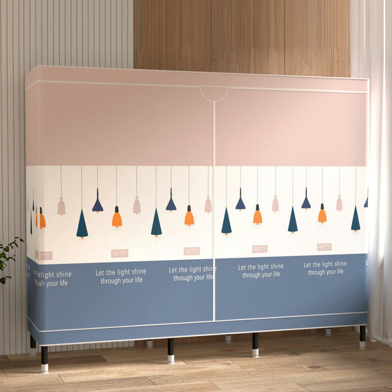 Contemporary Wardrobe Cabinet with Shelves Steel Wardrobe Armoire