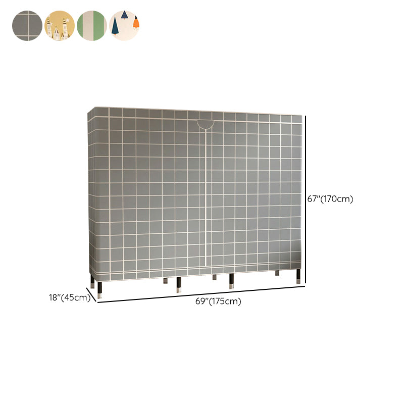 Contemporary Wardrobe Cabinet with Shelves Steel Wardrobe Armoire