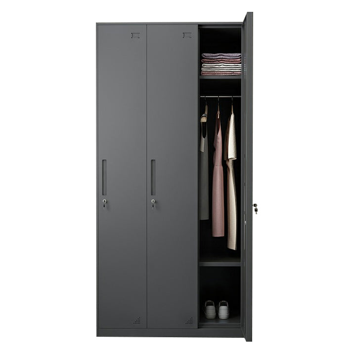 Steel Wardrobe Armoire with Lock Hinged Wardrobe Cabinet for Home