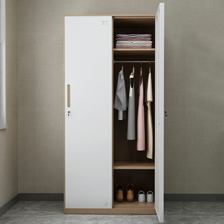 Steel Wardrobe Armoire with Lock Hinged Wardrobe Cabinet for Home
