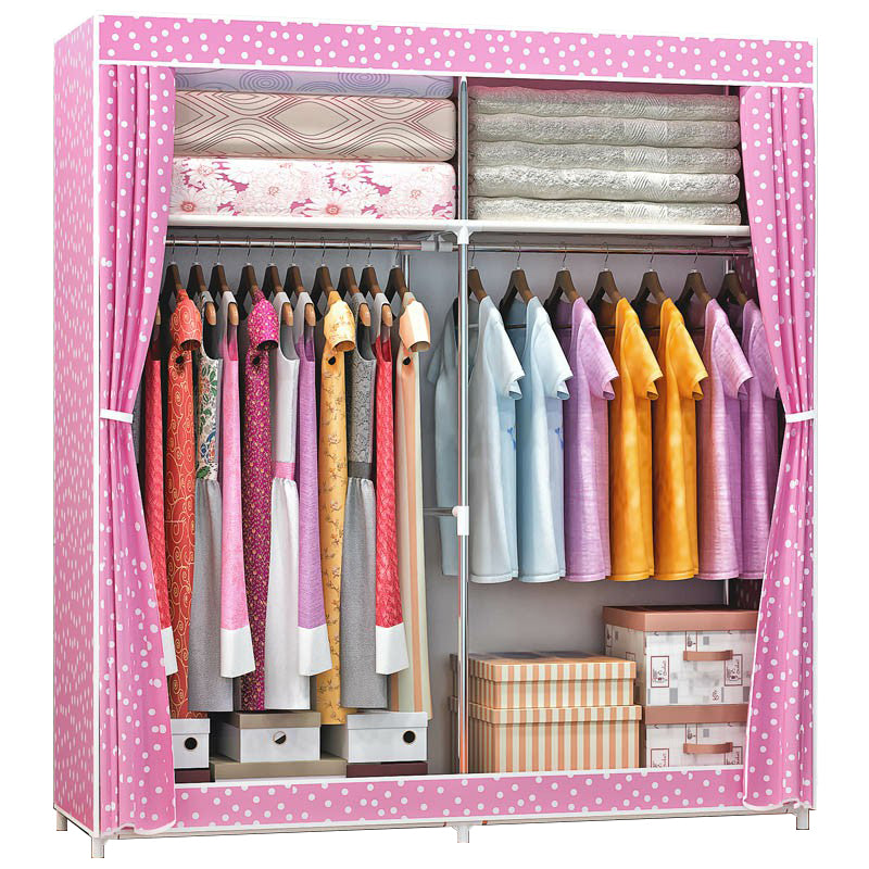 Contemporary Wardrobe Armoire Metal Wardrobe Cabinet - 51.18 x 18.11 x 66.14 Inches