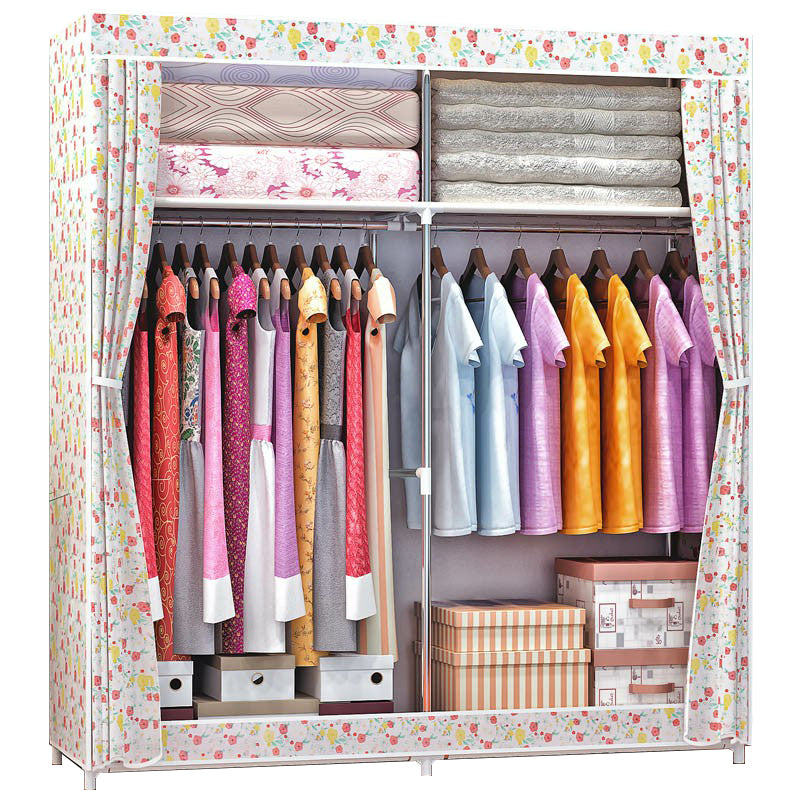 Contemporary Wardrobe Armoire Metal Wardrobe Cabinet - 51.18 x 18.11 x 66.14 Inches