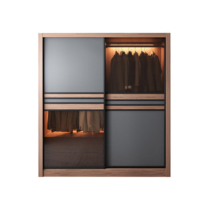 Brown Engineered Wood Wardrobe Armoire Modern Wardrobe Closet