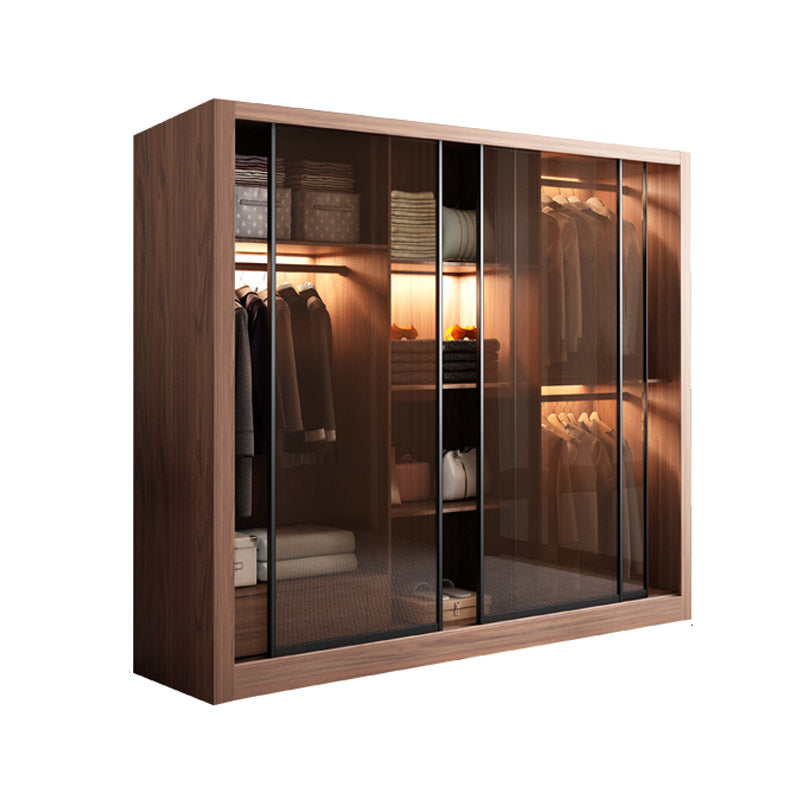 Brown Engineered Wood Wardrobe Armoire Modern Wardrobe Closet