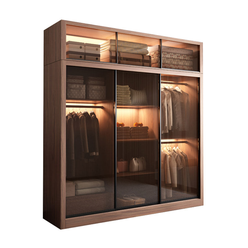 Brown Engineered Wood Wardrobe Armoire Modern Wardrobe Closet