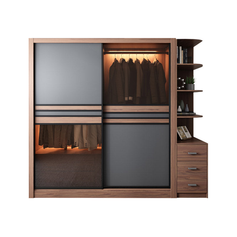 Brown Engineered Wood Wardrobe Armoire Modern Wardrobe Closet