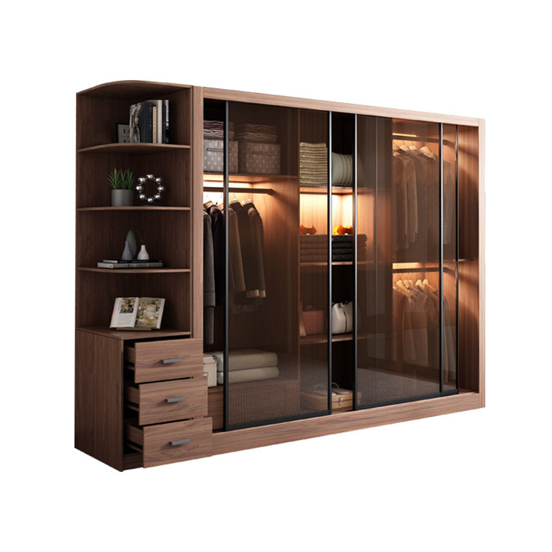 Brown Engineered Wood Wardrobe Armoire Modern Wardrobe Closet